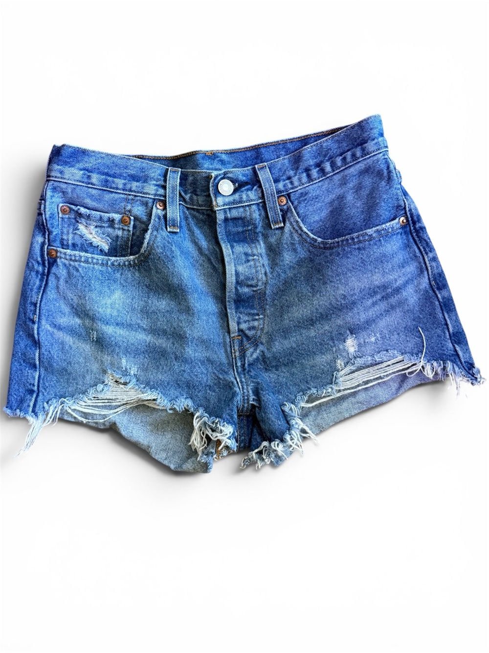 Levi's 501 Original Distressed Cut-Off Denim Shorts – Size W28